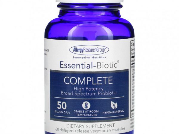 Allergy Research Group, Essential-Biotic Complete, 50 млрд КОЕ, 60 вегетарианских капсул с отсроченным высвобождением