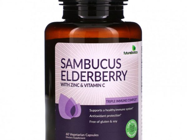 FutureBiotics, Бузина с цинком и витамином C, 60 вегетарианских капсул