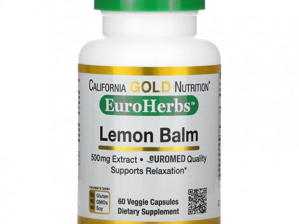 California Gold Nutrition, экстракт мелиссы, европейское качество, 500 мг, 60 растительных капсул