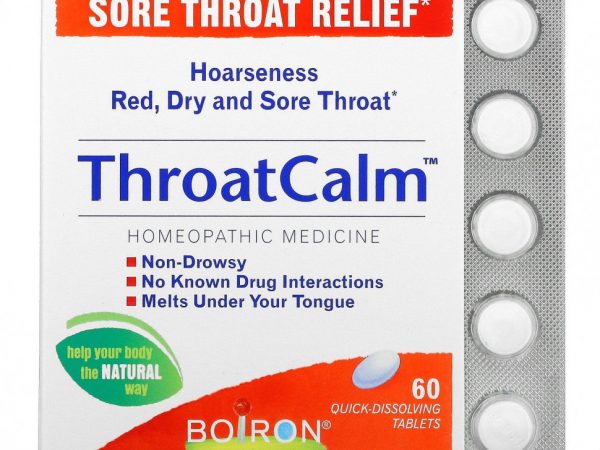 Boiron, ThroatCalm, 60 быстрорастворимых таблеток
