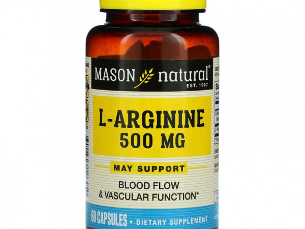 Mason Natural, L-аргинин, 500 мг, 60 капсул