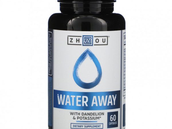 Zhou Nutrition, Water Away с одуванчиком и калием, 60 капсул