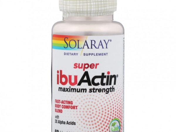 Solaray, Super IbuActin, максимальная эффективность, 60 растительных капсул
