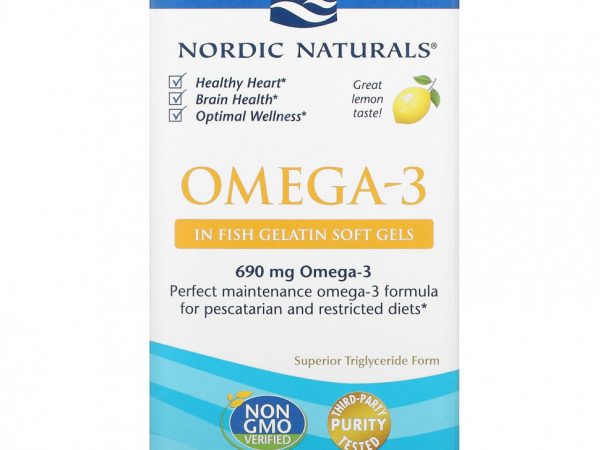 Nordic Naturals, омега-3, с лимонным вкусом, 345 мг, 60 капсул