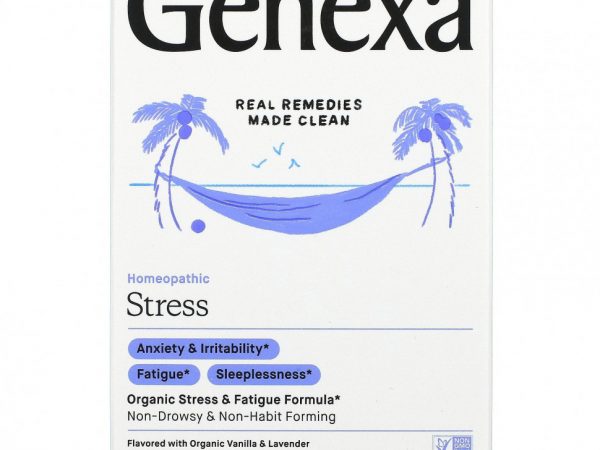 Genexa, Stress, органическая формула для снятия стресса и усталости, органические ваниль и лаванда, 60 жевательных таблеток