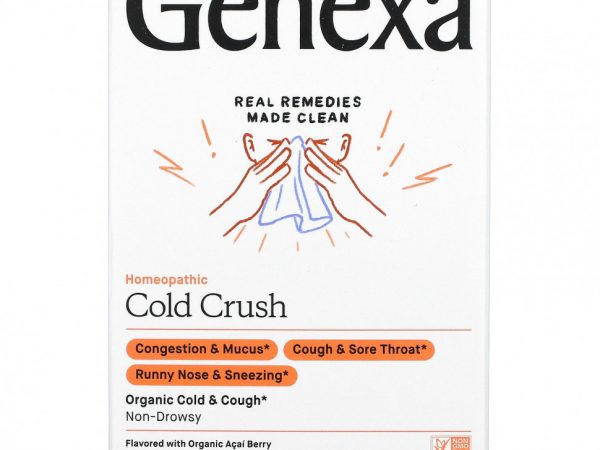 Genexa, Cold Crush, Cold & Cough, Organic Acai Berry Flavor, 60 Chewable Tablets