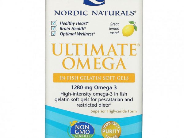 Nordic Naturals, Ultimate Omega, со вкусом лимона, 640 мг, 60 капсул