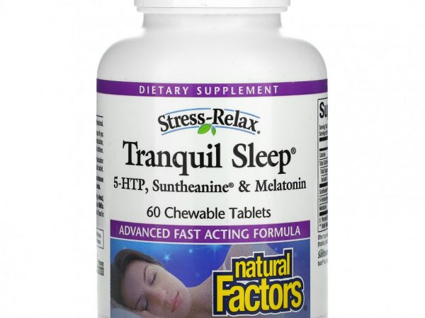 Natural Factors, Stress-Relax, Tranquil Sleep, добавка для здорового сна, 60 жевательных таблеток
