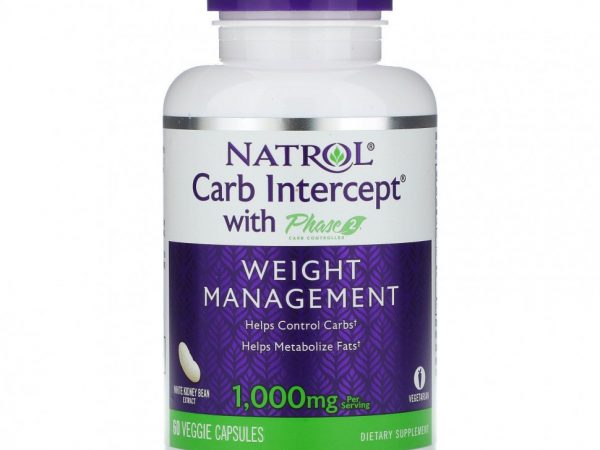 Natrol, Carb Intercept с Phase 2 Carb Controller, 500 мг, 60 растительных капсул