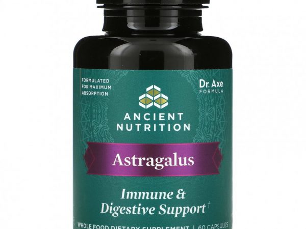 Dr. Axe / Ancient Nutrition, Астрагал, поддержка иммунитета и пищеварения, 60 капсул