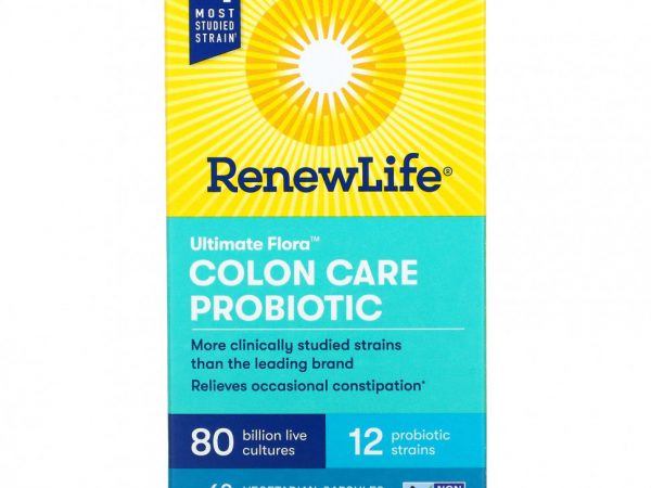 Renew Life, Ultimate Flora Colon Care Probiotic, 80 млрд КОЕ, 60 вегетарианских капсул
