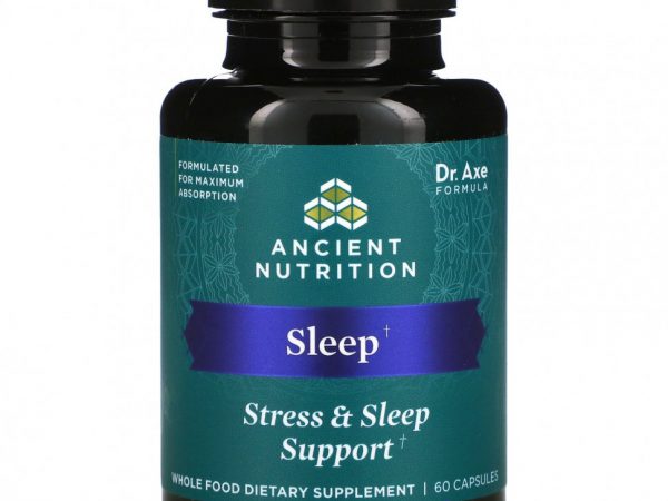 Dr. Axe / Ancient Nutrition, Поддержка сна, стресса и сна, 60 капсул