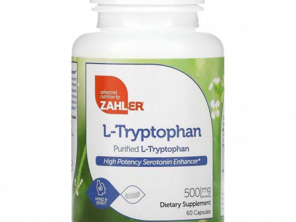 Zahler, L-триптофан, очищенный L-триптофан, 500 мг, 60 капсул