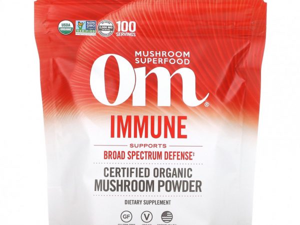 Om Mushrooms, Сертифицированный органический грибной порошок, для иммунитета, 200 г (7,05 унции)