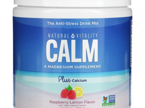 Natural Vitality, CALM, антистрессовая смесь для напитков, с кальцием, малина и лимон, 226 г (8 унций)