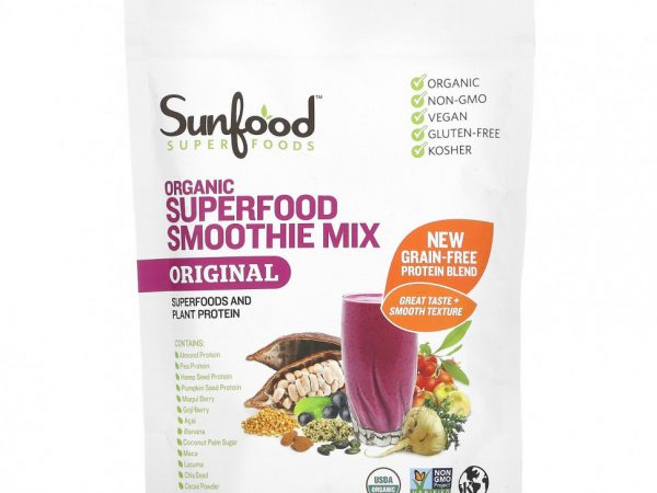 Sunfood, Сырая органическая смесь суперпродуктов для смузи, 227 г (8 унций)