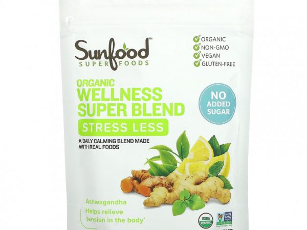 Sunfood, Organic Wellness Super Blend, для снижения стресса, 227 г (8 унций)