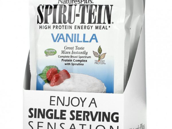 NaturesPlus, Spiru-Tein, энергетическая добавка с высоким содержанием протеина, со вкусом ванили, 8 пакетиков по 34 г (1,2 унции)