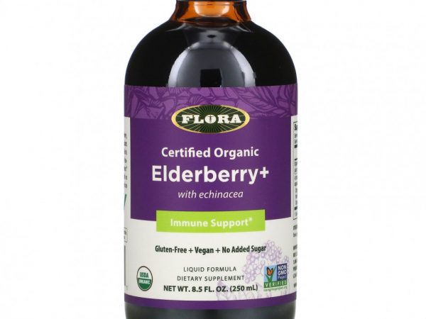 Flora, Certified Organic Elderberry +, 8.5 fl oz (250 ml)