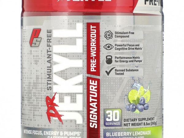 ProSupps, доктором Jekyll Signature, перед тренировкой без стимуляторов, черничный лимонад, 243 г (8,5 унции)