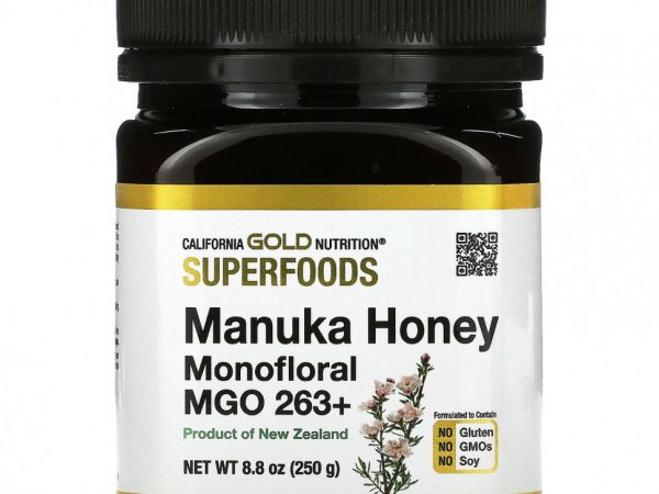 California Gold Nutrition, SUPERFOODS, монофлорный мед манука, MGO 263+, 250 г (8,8 унции)