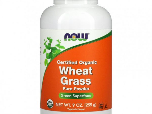 NOW Foods, сертифицированные органические ростки пшеницы, чистый порошок, 255 г (9 унций)