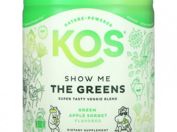 KOS, Show Me The Greens, супервкусная вегетарианская смесь, сорбет из зеленого яблока, 266 г (9,38 унции)