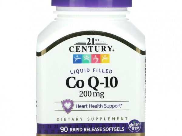 21st Century, жидкий коэнзим Q10, 200 мг, 90 капсул
