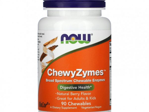NOW Foods, ChewyZymes, натуральный ягодный вкус, 90 жевательных таблеток
