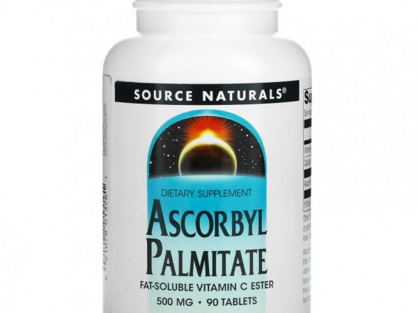 Source Naturals, Аскорбил пальмитат, 500 мг, 90 таблеток