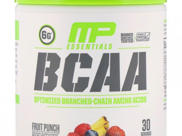 MusclePharm, Серия Essentials, аминокислоты с разветвленной цепью (BCAA), фруктовый пунш, 258 г (0,57 фунта)