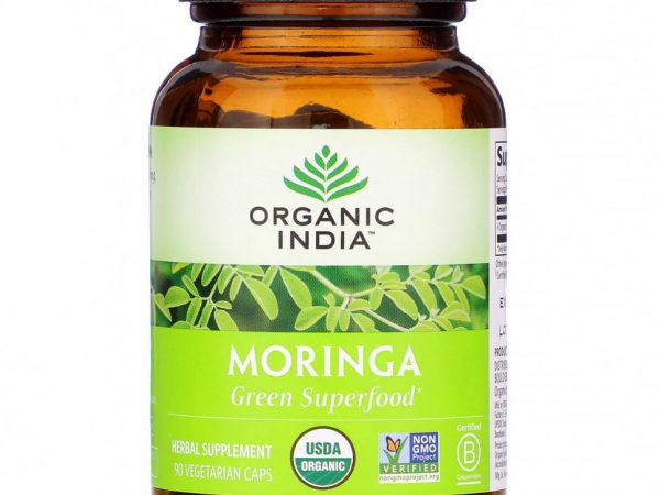 Organic India, моринга, 90 вегетарианских капсул