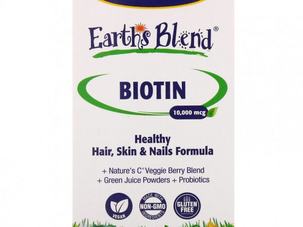 Paradise Herbs, Earth's Blend, биотин, 10 000 мкг, 90 вегетарианских капсул