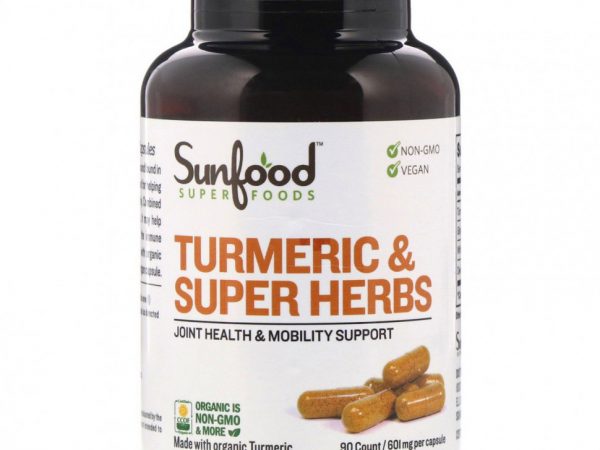 Sunfood, Turmeric & Super Herbs, 601 mg, 90 Count