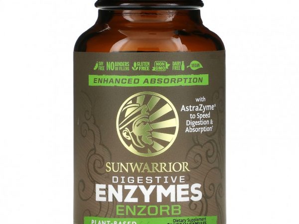 Sunwarrior, Enzorb, ферменты для пищеварения, 90 веганских капсул