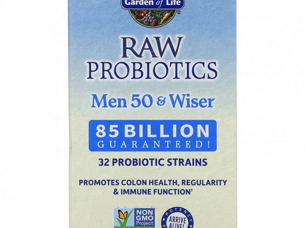 Garden of Life, RAW Probiotics, витамины для мужчин от 50 лет, 85 миллиардов живых культур, 90 вегетарианских капсул