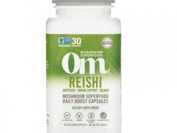 Om Mushrooms, Рейши, 667 мг, 90 вегетарианских капсул