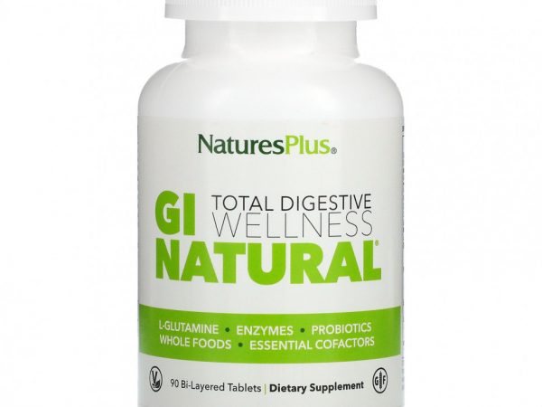 NaturesPlus, Total Digestive Wellness, GI Natural, комплекс для пищеварительной системы, 90 двухслойных таблеток
