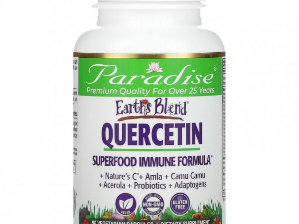 Paradise Herbs, Earth's Blend, кверцетин, формула с суперфудами для иммунитета, 90 вегетарианских капсул