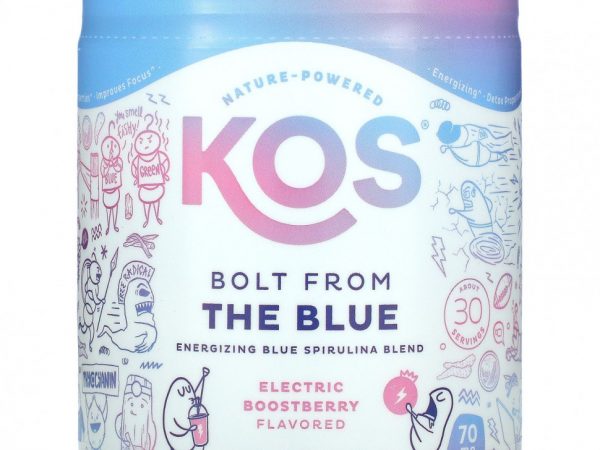 KOS, Bolt from the Blue, бодрящая смесь голубой спирулины, со вкусом ягод ягод, 237 г (8,36 унции)