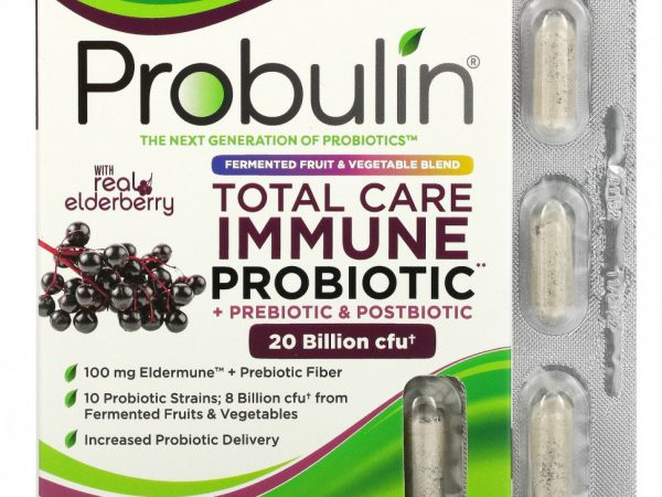 Probulin, универсальная добавка для укрепления иммунитета, пробиотики, пребиотики и постбиотики с натуральной бузиной, 20 млрд КОЕ, 30 капсул