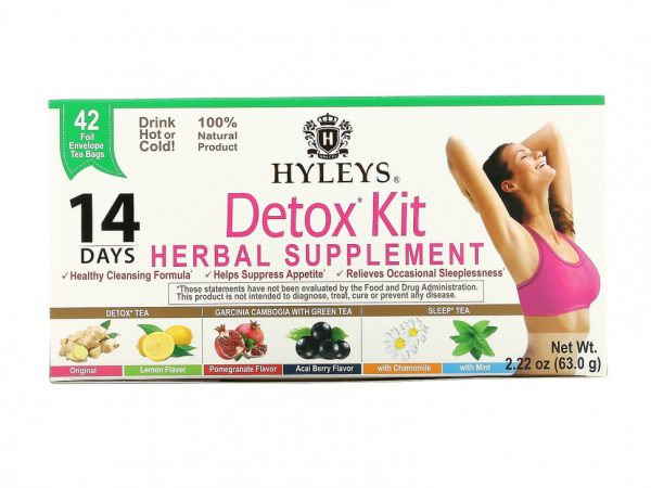 Hyleys Tea, Detox Kit, 14-дневное очищение, разные вкусы, 42 чайных пакетика в фольгированной упаковке, 63,0 г (2,22 унции)
