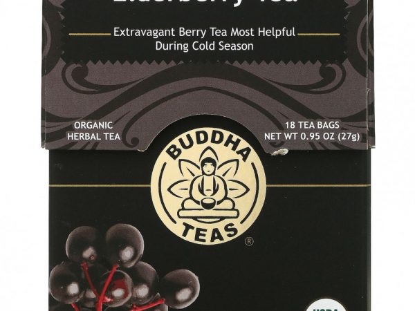Buddha Teas, Органический травяной чай, бузина, 18 чайных пакетиков, 27 г (0,95 унции)