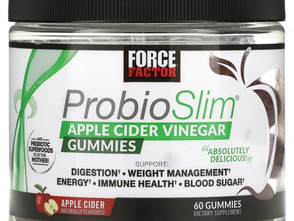 Force Factor, Probiotic жевательные таблетки для тонкости, яблочный уксус, 60 жевательных таблеток