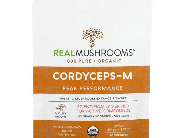 Real Mushrooms, Cordyceps-M, органический экстракт грибов в порошке, 60 г (2,12 унции)