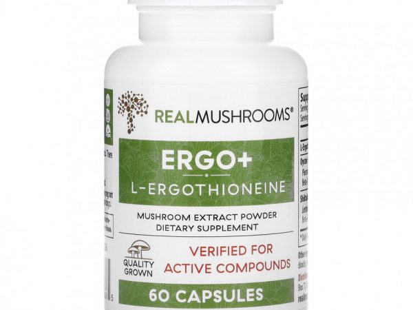 Real Mushrooms, ERGO + L-эрготионеин`` 60 капсул