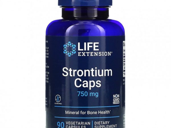 Life Extension, Strontium Caps (Стронций в капсулах), минерал для здоровья костей, 250 мг, 90 вегетарианских капсул