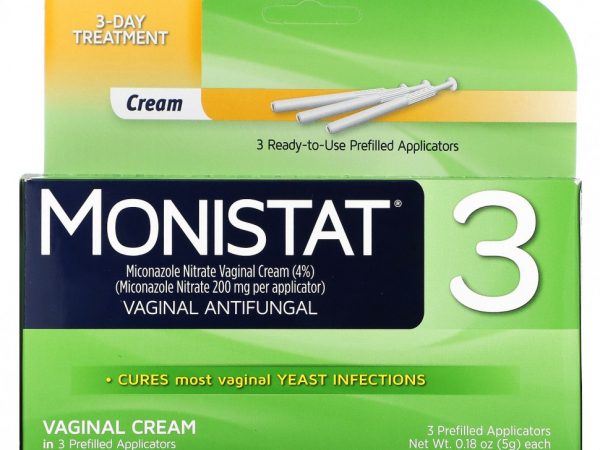 Monistat, 3-дневный лечебный крем, 3 предварительно заполненных аппликатора, 5 г (0,18 унции) каждый
