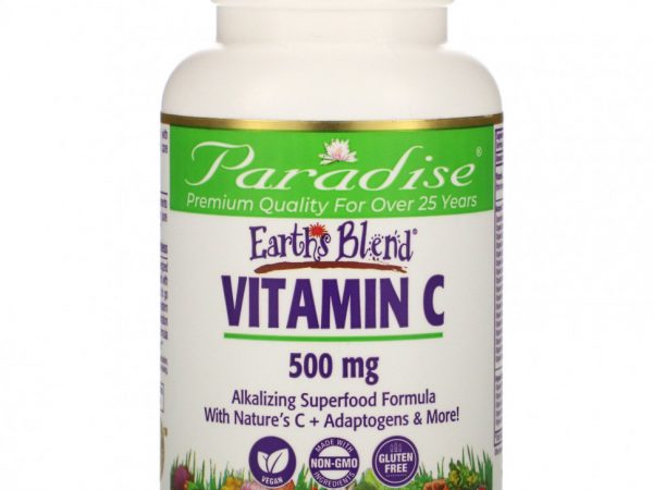 Paradise Herbs, Earth's Blend, витамин С, 500 мг, 90 вегетарианских капсул
