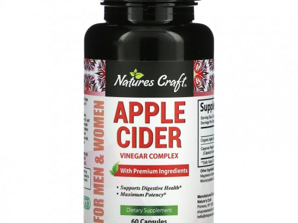 Natures Craft, Комплекс яблочного уксуса для мужчин и женщин, 60 капсул